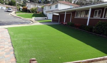 Artificial grass installation in 3 front yards in Belmont, CA