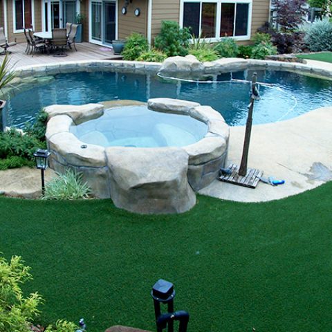 Backyard with a concrete patio in Fairfield, California - Synthetic ...