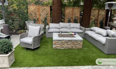 Artificial grass installation on social areas and outdoor living in California