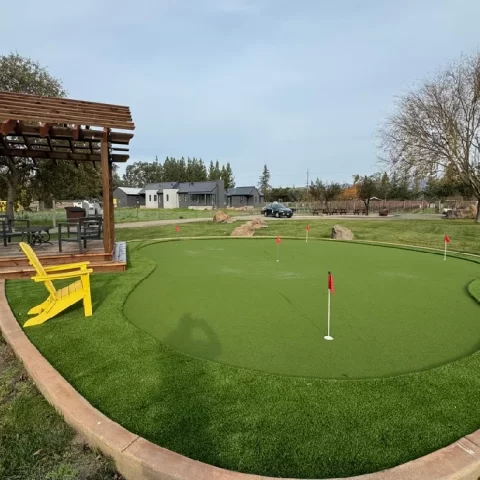 Artificial putting green installation in San Francisco